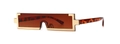 Modern geometric sunglasses with brown lenses, gold frame and tortoiseshell temples - C4 Gold Brown