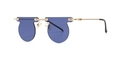 Fashionable round sunglasses with blue lenses and elegant gold metal frame accents - Gold & Dark Blue