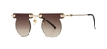 Fashionable semi-rimless inverted sunglasses with golden frame and gradient brown lenses - Golden Double Brown
