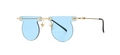 Chic rimless sunglasses with light blue round lenses and a stylish golden metal frame - Gold Blue
