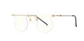 Modern rimless gold metal sunglasses with unique irregular lenses and black earpieces - Gold Transparent
