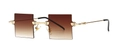 Moderne randlose Dreieck-Sonnenbrille mit braunem Farbverlauf und Goldmetallrahmen - Gold Doppel-Braun
