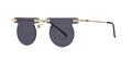 Vintage round sunglasses with dark grey lenses and a minimalist gold metal frame - Gold Black Gray