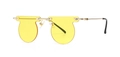Fashion rimless sunglasses with bright yellow geometric lenses and gold metal frames - Gold