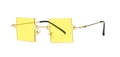 Moderne Sonnenbrille mit gelben quadratischen Gläsern und goldenem Metallrahmen - Gold