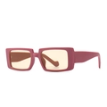 Occhiali da sole rettangolari retrò con montura rosa opaco e lenti gialle stile rock chic - Viola Marrone Chiaro