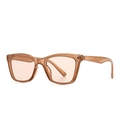 Occhiali da sole quadrati classici da donna in resina marrone con lenti color tè - Marrone Chiaro Tardo Autunno