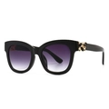 Lunettes de soleil carrées noires avec verres dégradés violets et branches en strass - Monture Noire Dégradé Double Gris (C1 Black Double Grey)