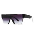 Flat top rimless oversized sunglasses with purple gradient lenses and black temples - Black Frame Double Grey Gradient