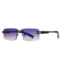 Modern rectangle rimless sunglasses with purple gradient lenses and black metal temples - Blue Purple Gradient (C3)