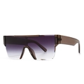 Shield Sonnenbrille mit flachem Oberteil lila Verlaufslinsen und braunem Rahmen - Kaffeebrauner Rahmen Doppelgrauer Verlauf