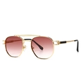 Classic gold metal aviator sunglasses with brown gradient lenses and double bridge design - Golden Gradient Red