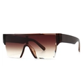 Moderne flache Tortoise-Sonnenbrille mit braunen Verlaufsgläsern im Shield-Stil - Schwarzer Rahmen Doppelter Tee-Verlauf