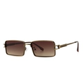 Retro rectangle metal sunglasses with bronze engraved frame and brown gradient lenses - Gold Frame Gradient Tea Lens