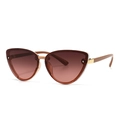 Modern women's cat eye sunglasses with brown gradient lenses and gold metal frames - Red Grey Pink Gradient