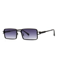 Modern rectangular metal sunglasses with black frame and purple gradient lenses - Black Frame Double Gray Lens
