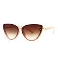 Modern cat-eye sunglasses with light pink frame and gold glitter trim on gradient brown lenses - Light Pink Double Tan