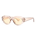 Occhiali da sole geometrici rosa con lenti giallo chiaro e dettagli in metallo - Montatura Trasparente Rosa Chiaro Lente Tan Chiaro (C7)