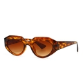 Vintage tortoiseshell geometric sunglasses with premium gradient brown lenses for a retro look - Leopard Frame Gradient Tan Lens (C6)