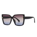 Oversize square sunglasses with black frame, gradient lenses and gold clover detail - Black Frame Violet Blue Gradient