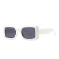 Occhiali da sole retrò squadrati con montatura bianca spessa e lenti grigio scuro per streetstyle - Bianco Nero Grigio