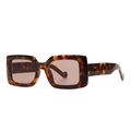 Lunettes de soleil carrées classiques en écaille avec des verres marron clair rétro - Léopard Rose Clair