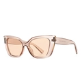 Retro cat-eye sunglasses with transparent light brown resin frames and gradient lenses - Champagne Frame Tea Lens