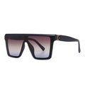 Flat top navy blue oversized sunglasses with gradient lenses in a 45-degree side view - Blue Violet Blue Gradient (C2)