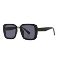 Modern oversized square sunglasses with black glitter frame and dark grey lenses - Black Frame Gray Lenses