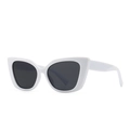 Retro cat-eye sunglasses with thick white plastic frame and dark lenses - White Frame Black Grey Lens