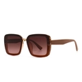 Moderne quadratische Oversize-Sonnenbrille mit bernsteinfarbenem Rahmen - Dunkelrot Grau Rosa Verlauf