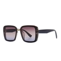 Moderne quadratische Übergroße-Sonnenbrille mit lila-blauen Verlaufsgläsern und Goldakzenten - Grau Violett Blau Verlauf