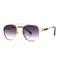 Lunettes de soleil homme double pont en métal doré avec verres dégradés violets - Double Gris Doré