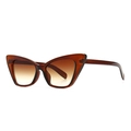 Retro narrow cat eye sunglasses with brown transparent frame and gradient lenses - Transparent Tan Frame Gradient Tan Lens