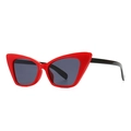 Retro cat-eye sunglasses with bright red frames and black temples for street style - Red Frame Dark Grey Lens