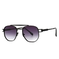 Lunettes de soleil en métal noir à double pont avec verres dégradés violets et CE - Noir Double Gris