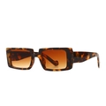 Retro rectangle thick frame sunglasses with tortoise pattern and amber gradient lenses - Leopard Brown Gradient
