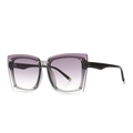Fashion oversized square sunglasses with purple gradient lenses and metal rivet details - Grey Blue Gradient