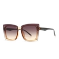 Square oversized sunglasses with gradient purple lenses and metal rivets on black frames - Light Tan Tea Gradient
