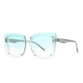 Square oversized sunglasses with light blue gradient lenses and transparent frames - Transparent Blue Gradient