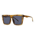Modern retro square frame sunglasses with tortoiseshell pattern and silver stud details - Hawksbill Black Grey