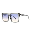 Modern retro square frame sunglasses with grey transparent frame and blue yellow gradient lens - Grey Blue Yellow Gradient