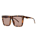 Modern retro square frame sunglasses with tortoiseshell pattern and tinted lenses - Leopard Tea
