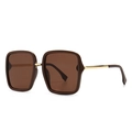 Modern square tortoiseshell sunglasses with brown lenses and golden metal temples - C4 Coffee (C4 Coffee)