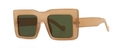Vintage oversized square sunglasses with amber translucent frames and dark lenses - Light Coffee Green