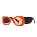 Modern retro wide-temple sunglasses with orange frames and black arms for women - Red Light Tan (C2)