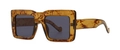 Classic oversized square sunglasses featuring amber tortoise frames and dark grey lenses - Tan Black Grey
