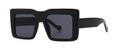 Classic wide-frame square sunglasses in glossy black finish with dark grey lenses - Black Frame Gray Lenses