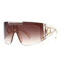 Gafas de sol envolventes de color marrón rosado transparente con lentes degradadas - Marrón Claro Doble Marrón