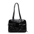 Sac à épaule noir en similicuir de style japonais avec détails de nœuds mignons - Noir